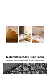 Close-up of black crocodile texture PU leather showing scratch-resistant and soft material
