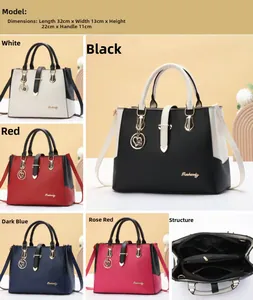 Detailed view of large capacity handbag showing 32x22x13cm dimensions and multi-color options