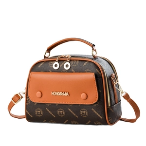 Classic vintage monogram small square handbag for women with adjustable leather shoulder strap