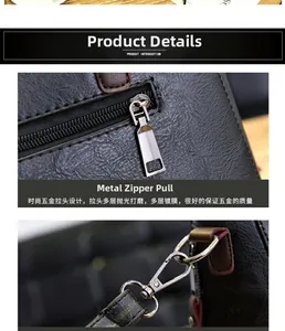 Detail of silver hardware zipper and detachable strap hook on black textured handbag