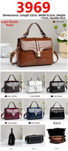 Internal view showing the three compartments design of the stone pattern handbag
