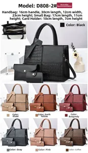 Detailed view of 3-piece bag set showing crocodile texture and internal structure