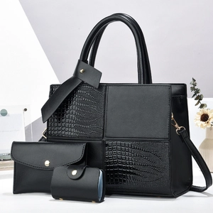 Women Fashion PU Leather Crocodile Pattern Stitching Tote Shoulder Bag Envelope Clutch Card Holder For Daily Commuting