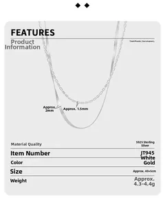 Détail macro du collier double rang en argent sterling S925 avec chaîne serpent