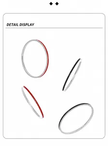 Close-up of minimalist S925 sterling silver thin rings with black and red enamel inlay