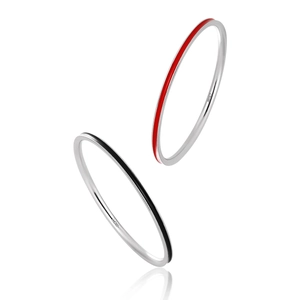 Minimalist 925 Sterling Silver Ring For Women Minimalist Black Red Enamel Drip Glue Geometric Thin Finger Ring Jewelry Gift
