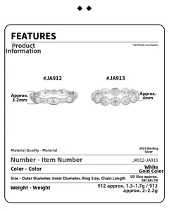 Makro-Detail von S925 Sterlingsilberringen mit Breiten von 3,2 mm und 4 mm und Punze