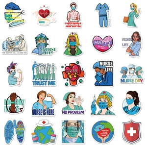 25-piece nurse stickers set for doctor themes, waterproof cartoon medical decals for laptop