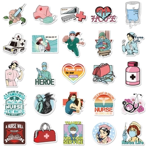Waterproof medical nurse stickers set for laptop luggage with healthcare hero designs