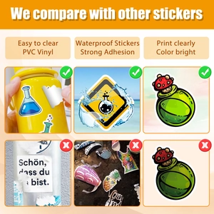Detail of waterproof PVC laboratory stickers showing strong adhesion and easy removal features