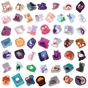 Pack of 50 cute cartoon animal stickers with motivational quotes for scrapbooking