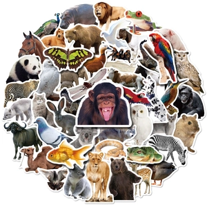 Autocollants Animaux du Zoo Réalistes pour Enfants Imperméable PVC Décalcomanies pour Ordinateur Portable Gourde Décoration DIY