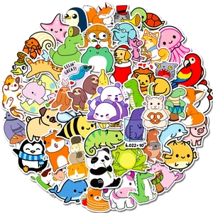 Kawaii Cartoon Animal Waterproof Stickers Assorted Zoo Critters For Laptop Luggage Journal Decoration Aesthetic Vinyl Decals