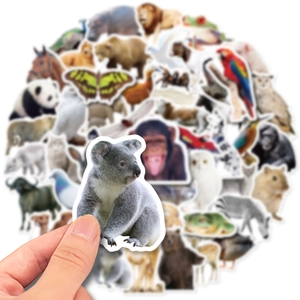 50 autocollants d'animaux réalistes du zoo pour enfants en PVC imperméable