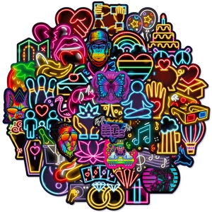 50 pieces of waterproof neon style graffiti stickers for laptops and skateboards