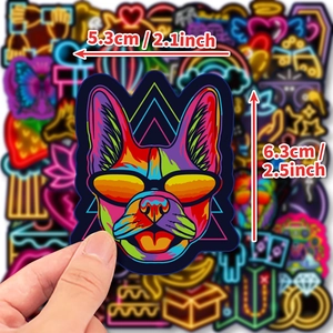 French Bulldog neon graffiti sticker with vibrant purple colors for laptops and luggage