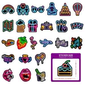 50pcs neon style graffiti stickers for laptops and luggage with retro 80s icons