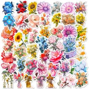 Juego de Pegatinas Florales Impermeables de Vinilo Calcomanías de Flores para Scrapbooking Botellas de Agua Computadora Portátil Decoración Mujeres Niños Regalo