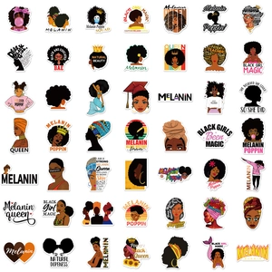 50-piece waterproof black girl magic vinyl stickers for luggage and laptop decoration
