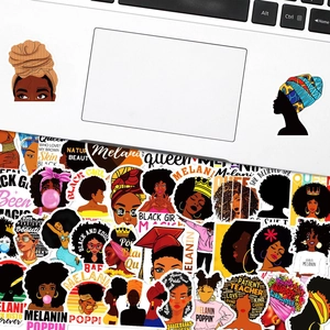 50pcs Black Girl Magic stickers set for laptop and luggage with empowering slogans