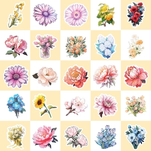 Juego de 50 pegatinas de flores en acuarela para decoración de diarios y manualidades
