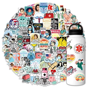Adesivi in PVC Impermeabili Vita da Infermiera per Laptop Bottiglie d'Acqua Bagagli Scrapbooking Decorazione Stetoscopio Medico