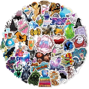 Waterproof magic theme stickers for luggage and guitar with diverse mystic hand-drawn designs
