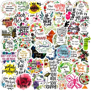 Citations Inspirantes Autocollants Vinyle Imperméable Floral Animaux Décalcomanies Décoratives Pour Ordinateur Portable Carnet Valise DIY Scrapbooking Autocollants