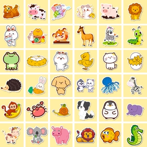 Lot de 100 autocollants animaux mignons avec lion koala et éléphant pour décoration DIY