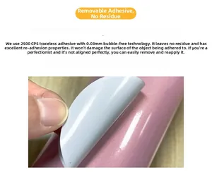 Detail showing 0.03mm bubble-free sticker removal without residue on surface