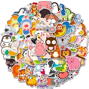 Collection de 100 autocollants d'animaux mignons avec lion, koala et motifs de manchot