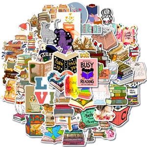 50pcs colorful literature book reading stickers for laptops and journals decoration