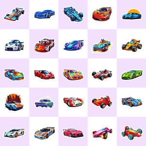 Lot de 25 autocollants de voitures de course avec des designs de sport JDM colorés
