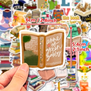 Handheld vintage book sticker with floral art from Anne of Green Gables, 6x5.4cm size