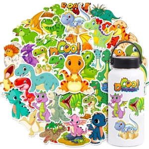 Set of 50 waterproof cartoon dinosaur stickers for decorating water bottles and skateboards