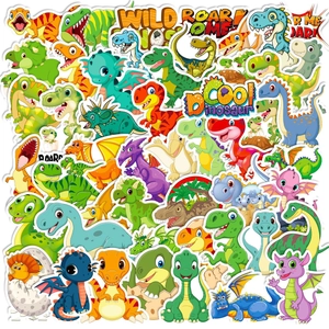 Cartoon Dinosaur Waterproof Vinyl Stickers For Kids Water Bottle Laptop Skateboard Luggage Guitar Cute Animal DIY Decoration Decals