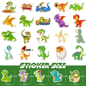 50pcs colorful waterproof cartoon dinosaur stickers for kids water bottles and skateboards