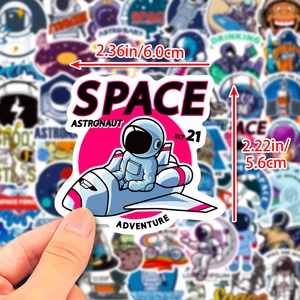 Waterproof Astronaut Space Planet NASA Theme Stickers For Laptop Luggage Skateboard Water Bottle Galaxy Adventure Decorative Vinyl Decals