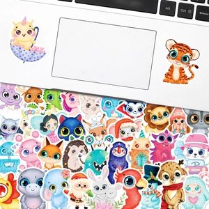 Cute cartoon big-eye animal stickers for laptops and stationery decoration set
