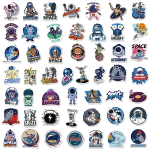 Set of 100 space themed astronaut and galaxy stickers for laptops and luggage cases