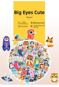 Waterproof cartoon animal stickers with big eyes for scrapbooking and luggage decoration