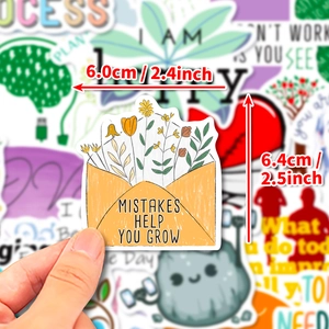 Autocollant enveloppe florale avec texte Mistakes Help You Grow, taille 2.4x2.5 pouces