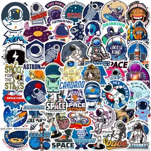 Pack of 50 space stickers featuring NASA astronauts, planets and rockets for decoration