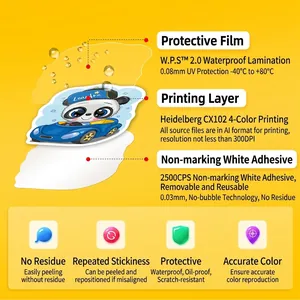 Waterproof cartoon panda animal sticker with UV protection and residue-free adhesive
