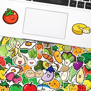 50pcs Cartoon Fruit and Vegetable Stickers for Toddlers, Waterproof Decals for Laptops