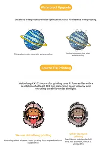 Detail of waterproof astronaut stickers showing high-quality printing and durability