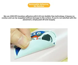 Detail showing waterproof astronaut stickers being peeled off without leaving any residue
