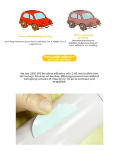 Detail of 0.03mm bubble-free ferry stickers with 2500CPS reusable residue-free glue