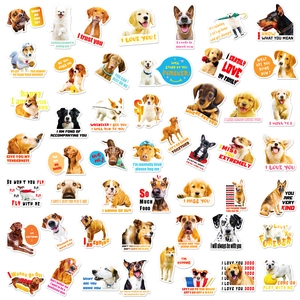 Set of 50 realistic dog stickers featuring Golden Retriever and Corgi on white background