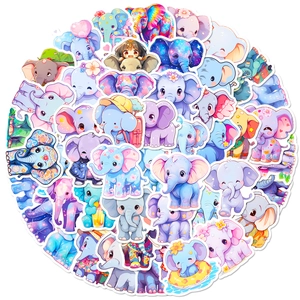 Set of 50 cute cartoon elephant stickers in pastel colors for DIY stationery decoration